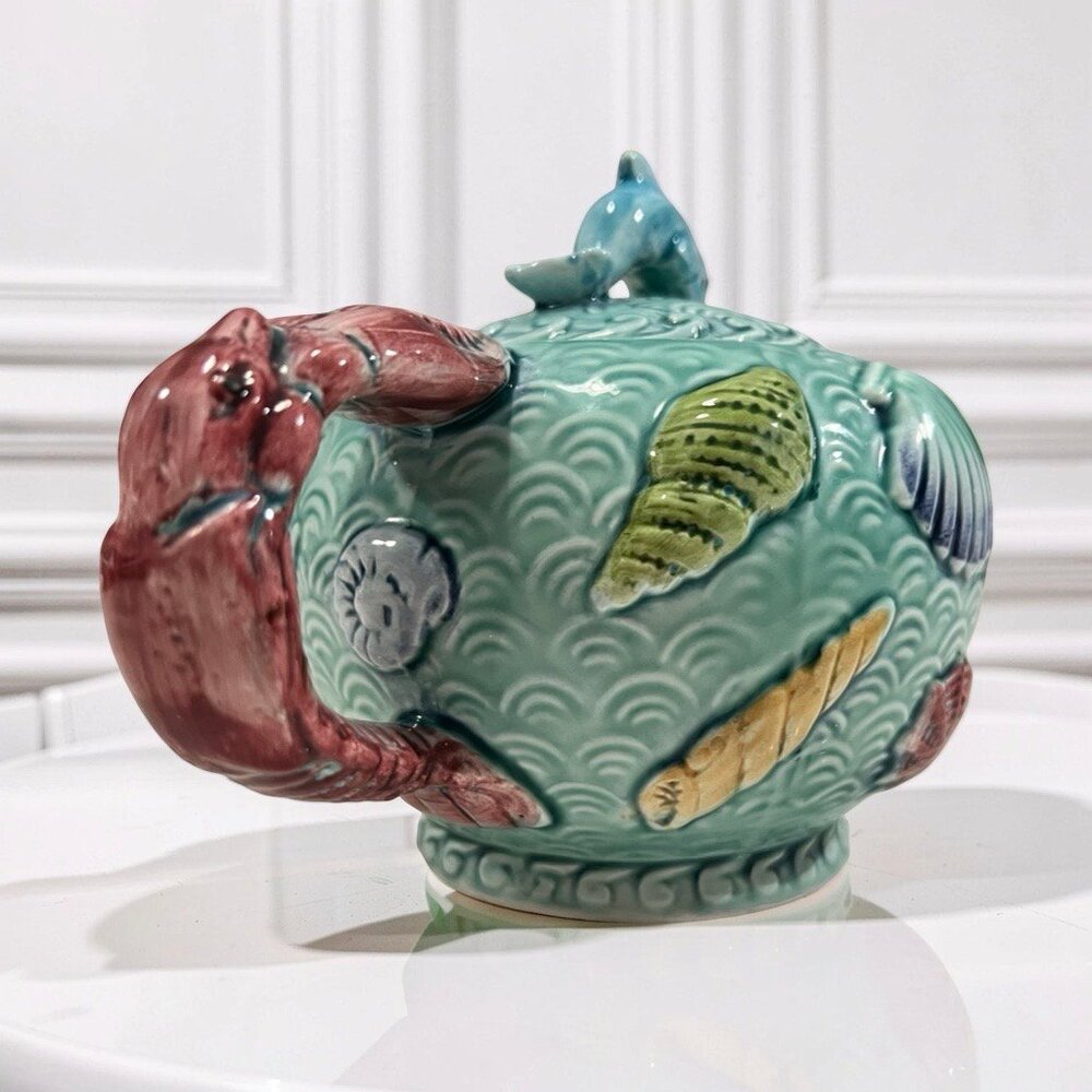 Vintage TAKAHASHI San Francisco Fish Sea Life Teapot, Hand Painted, Japan - Picture 4 of 13